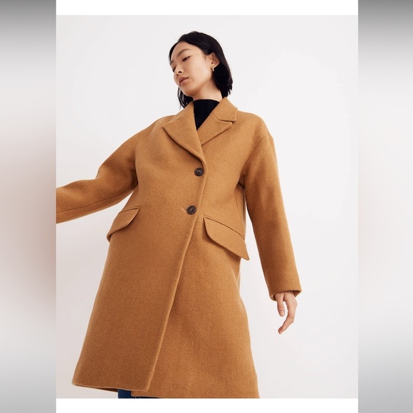 NWTs Madewell Haydon Camel Wool Cashmere Blend Long Coat in Insuluxe Fabric - Picture 4 of 12